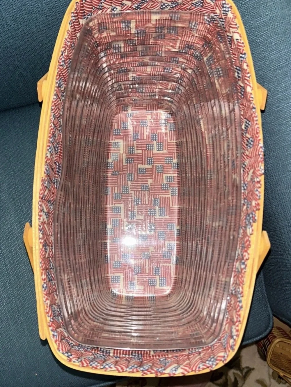 Longaberger 1998 Collectors Club 25th Anniversary Flag Basket Set Combo /2 Liner